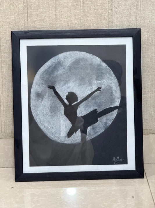Elegant Black Dancer Drawing - Framed Artwork Ozee Art